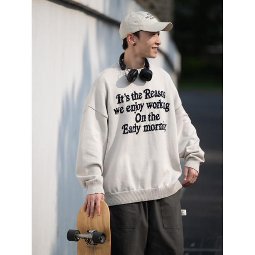 BELLKENIDEA 秋冬保暖圓領字母排版提花粗針毛衣男女潮流行情侶裝 BELLKENIDEA 秋冬保暖圓領字母排版提花粗針毛衣男女潮流行情侶裝