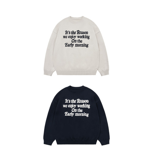 BELLKENIDEA 秋冬保暖圓領字母排版提花粗針毛衣男女潮流行情侶裝 BELLKENIDEA 秋冬保暖圓領字母排版提花粗針毛衣男女潮流行情侶裝