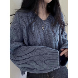 秋冬女裝批新款髮chic休閒復古長袖外穿寬松慵懶針織麻花短款毛衣