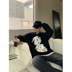 ONELYC1NS毛絨小狗圓領針織衫男女同款秋冬小衆套頭百搭寬松毛衣