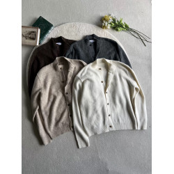 花紗羊毛混紡半高領秋冬毛衣開衫老錢棕色灰色百搭cleanfit外套