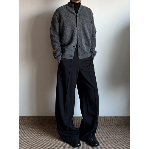 花紗羊毛混紡半高領秋冬毛衣開衫老錢棕色灰色百搭cleanfit外套 花紗羊毛混紡半高領秋冬毛衣開衫老錢棕色灰色百搭cleanfit外套