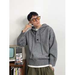 徐太浪韓版時尚半開襟連帽毛衣男秋冬慵懶風休閒打底針織衫外套潮