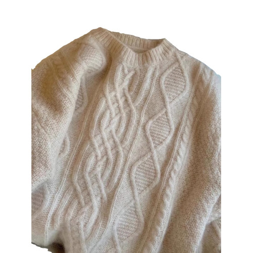 粉色浣熊絨麻花毛衣女秋冬軟糯慵懶風套頭羊絨打底針織衫加厚冬季 粉色浣熊絨麻花毛衣女秋冬軟糯慵懶風套頭羊絨打底針織衫加厚冬季