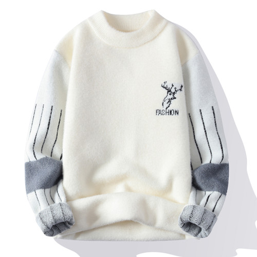 水貂絨毛衣男半高領打底衫秋冬季韓版潮流加厚保暖冬裝百搭上衣服 水貂絨毛衣男半高領打底衫秋冬季韓版潮流加厚保暖冬裝百搭上衣服