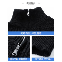 WASSUP ISSUE美式潮流半拉鍊純色針織衫男款春秋季痞帥情侶毛衣男