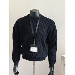 老錢風黑色毛衣男秋冬高級感cleanfit圓領寬松慵懶內搭打底針織衫