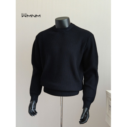 老錢風黑色毛衣男秋冬高級感cleanfit圓領寬松慵懶內搭打底針織衫