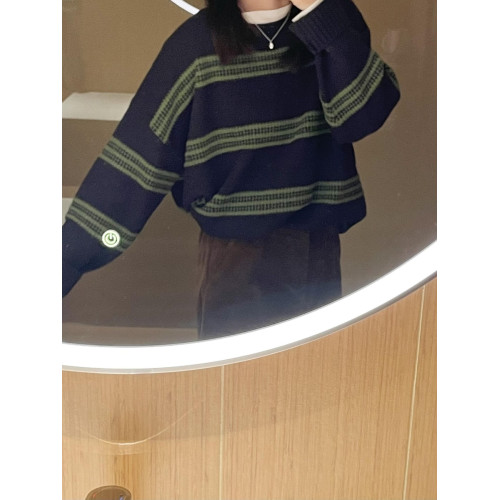 韓系條紋撞色毛衣女秋冬新款高級感寬松慵懶風軟糯內搭針織衫上衣 韓系條紋撞色毛衣女秋冬新款高級感寬松慵懶風軟糯內搭針織衫上衣