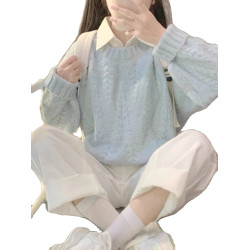 圓領純色加厚毛衣女外穿2025秋冬新款寬松慵懶風麻花針織套頭上衣