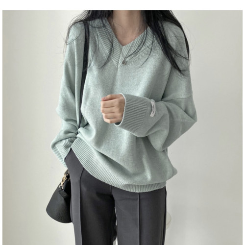 大碼慵懶風灰色v領毛衣女秋季胖mm中長款寬松顯瘦外穿針織上衣 大碼慵懶風灰色v領毛衣女秋季胖mm中長款寬松顯瘦外穿針織上衣