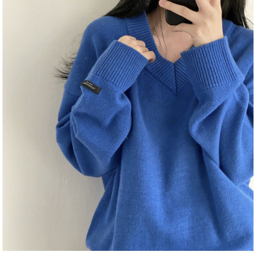 大碼慵懶風灰色v領毛衣女秋季胖mm中長款寬松顯瘦外穿針織上衣 大碼慵懶風灰色v領毛衣女秋季胖mm中長款寬松顯瘦外穿針織上衣