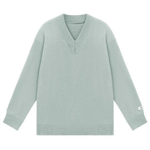 大碼慵懶風灰色v領毛衣女秋季胖mm中長款寬松顯瘦外穿針織上衣 大碼慵懶風灰色v領毛衣女秋季胖mm中長款寬松顯瘦外穿針織上衣