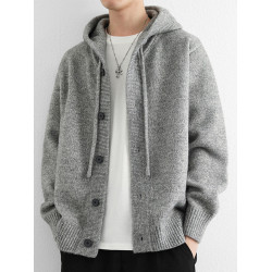 連帽開衫外套男高品質秋冬季加厚針織衫夾克男寬松痞帥慵懶風褂子