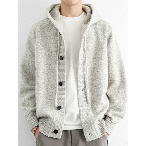 連帽開衫外套男高品質秋冬季加厚針織衫夾克男寬松痞帥慵懶風褂子