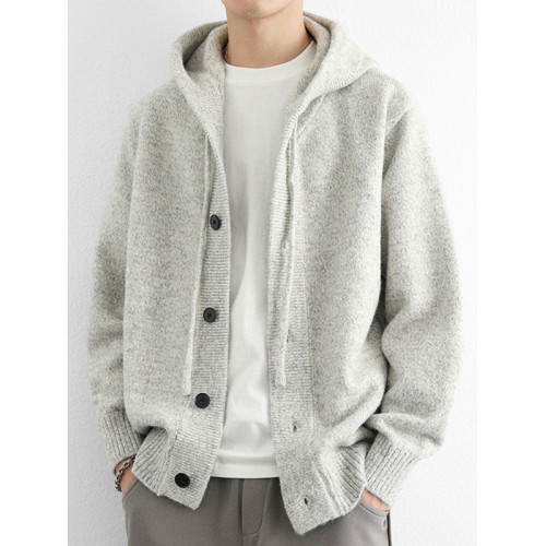 連帽開衫外套男高品質秋冬季加厚針織衫夾克男寬松痞帥慵懶風褂子