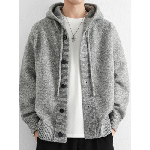 連帽開衫外套男高品質秋冬季加厚針織衫夾克男寬松痞帥慵懶風褂子