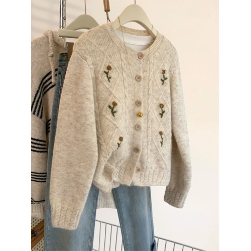 聖誕穿搭小香風刺綉毛衣外套2026秋冬新款加厚跨年針織開衫上衣女 聖誕穿搭小香風刺綉毛衣外套2026秋冬新款加厚跨年針織開衫上衣女