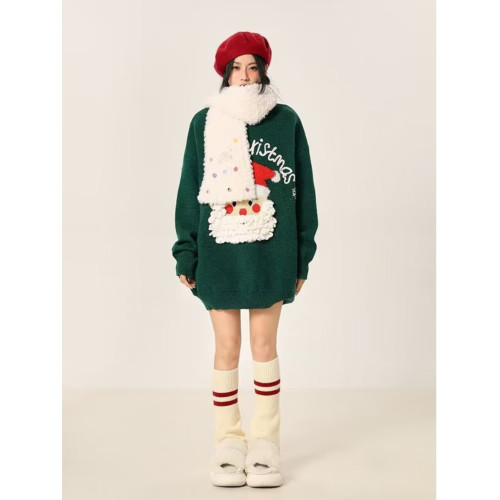 韓版oversize聖誕老人紅色針織衫男女秋冬寬松chic氛圍感情侶毛衣 韓版oversize聖誕老人紅色針織衫男女秋冬寬松chic氛圍感情侶毛衣