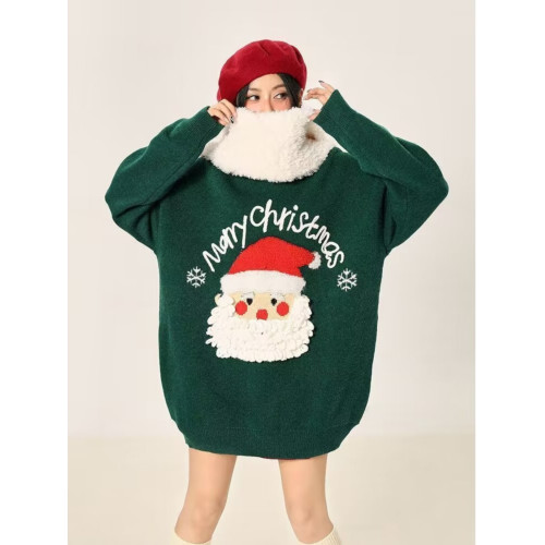 韓版oversize聖誕老人紅色針織衫男女秋冬寬松chic氛圍感情侶毛衣 韓版oversize聖誕老人紅色針織衫男女秋冬寬松chic氛圍感情侶毛衣