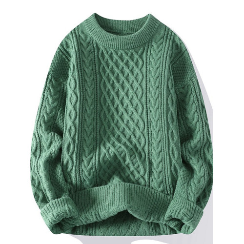 本命年大紅色毛衣秋冬季男加厚高級感粗麻花針織外套馬年情侶線衣