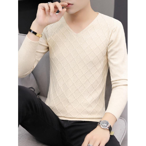 2025秋季新款韓版純色修身毛衣男潮牌V領休閒打底衫百搭秋冬上衣