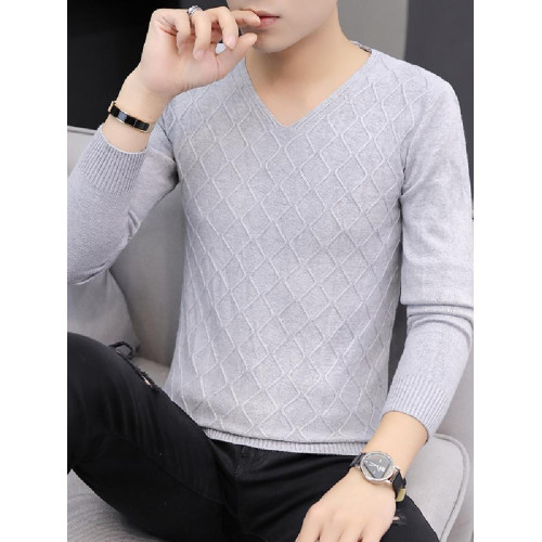 2025秋季新款韓版純色修身毛衣男潮牌V領休閒打底衫百搭秋冬上衣