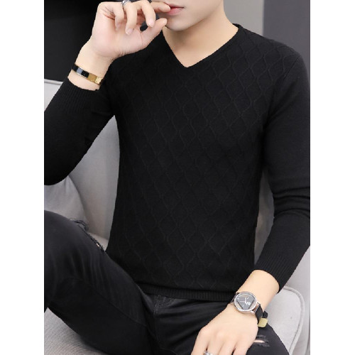 2025秋季新款韓版純色修身毛衣男潮牌V領休閒打底衫百搭秋冬上衣