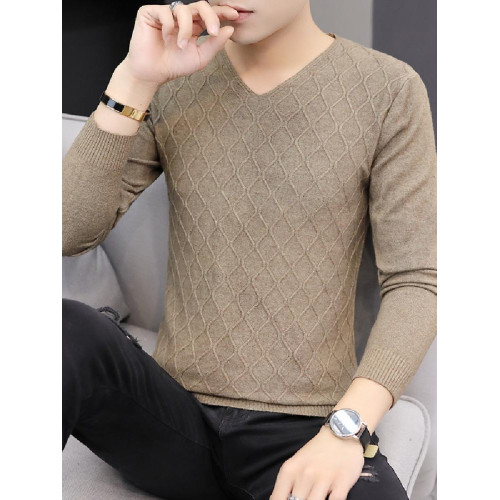 2025秋季新款韓版純色修身毛衣男潮牌V領休閒打底衫百搭秋冬上衣