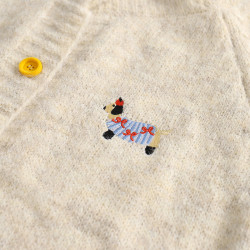 YOYO CLUBB設計感卡通刺綉毛衣開衫外套女秋季慵嬾風軟糯針織上衣