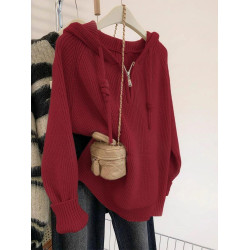 2-300斤大碼設計感半拉鍊連帽毛衣女秋冬胖mm寬松慵懶風針織外套