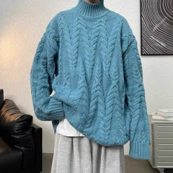 特大碼300斤日系麻花扭花圓領毛衣男裝秋冬季寬松休閒保暖上衣潮