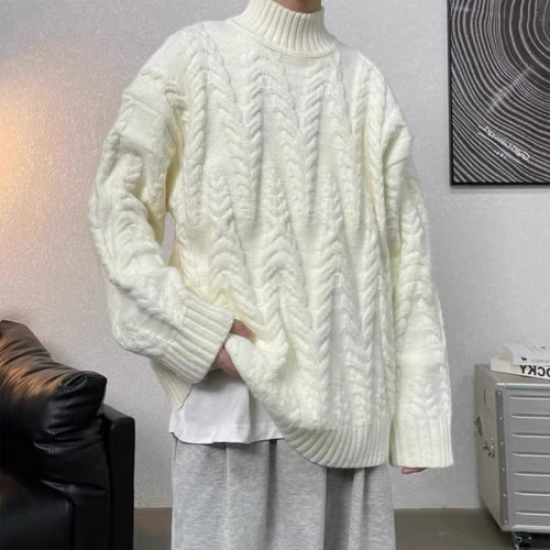特大碼300斤日系麻花扭花圓領毛衣男裝秋冬季寬松休閒保暖上衣潮