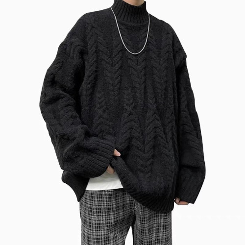 特大碼300斤日系麻花扭花圓領毛衣男裝秋冬季寬松休閒保暖上衣潮