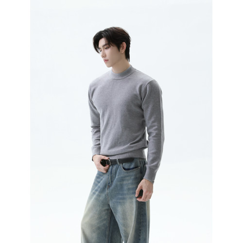 TURNTIDE 430g羊毛混紡萊賽爾半高領修身毛衣保暖打底內搭針織衫