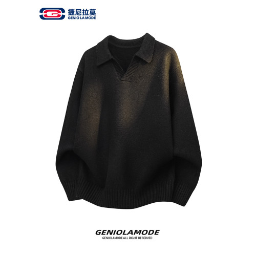 GENIOLAMODE中性風polo領毛衣針織衫男女款秋季休閒日系寬松衛衣
