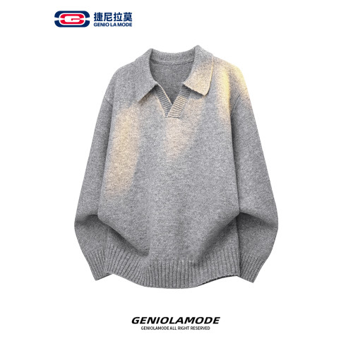 GENIOLAMODE中性風polo領毛衣針織衫男女款秋季休閒日系寬松衛衣