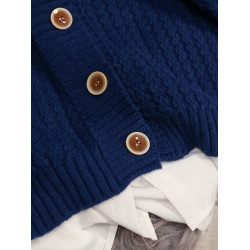 初中生女秋裝娃娃領毛衣外套學院風小個子短款針織開衫小個子學生