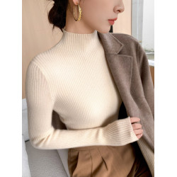 雲柔軟糯2025秋冬半高領毛衣女修身巨顯瘦內搭緊身針織打底衫上衣