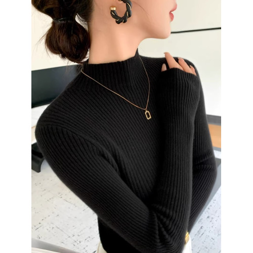 雲柔軟糯2025秋冬半高領毛衣女修身巨顯瘦內搭緊身針織打底衫上衣