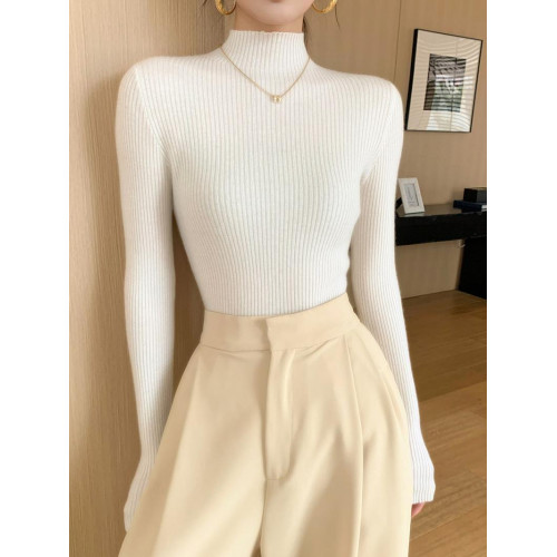 雲柔軟糯2025秋冬半高領毛衣女修身巨顯瘦內搭緊身針織打底衫上衣