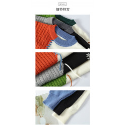 設計感毛衣男款學生秋冬季潮牌加絨加厚圓領針織打底衫拼色青少年