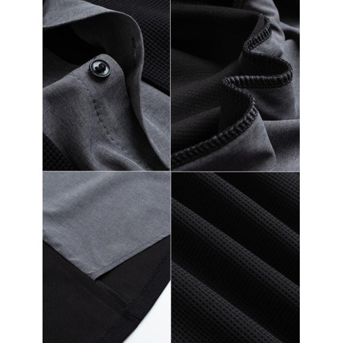 啄木鳥男士新款長袖襯衫領假兩件寬松舒適中年爸爸裝上衣針織開衫