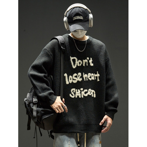 圓領毛衣男款秋冬美式潮牌內搭男生寬松慵懶風冬季加厚打底針織衫 圓領毛衣男款秋冬美式潮牌內搭男生寬松慵懶風冬季加厚打底針織衫