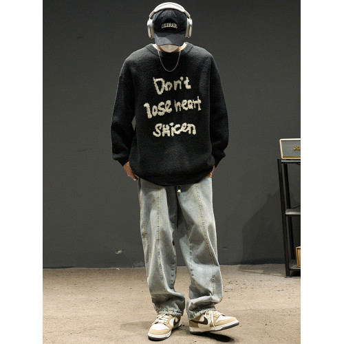 圓領毛衣男款秋冬美式潮牌內搭男生寬松慵懶風冬季加厚打底針織衫 圓領毛衣男款秋冬美式潮牌內搭男生寬松慵懶風冬季加厚打底針織衫