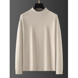 一體絨半高領毛衣男秋冬季加絨保暖針織衫2025寬松黑色內搭打底衫