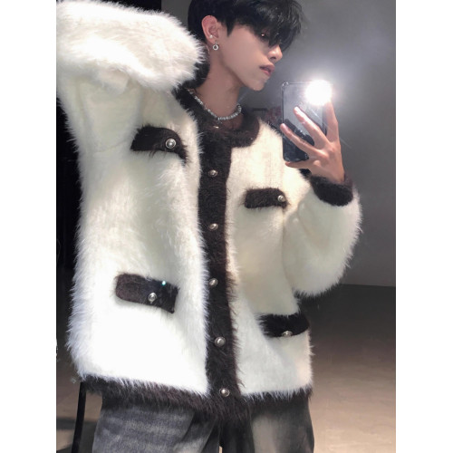 美式潮流慵懶小香風加厚水貂毛開衫毛衣外套男女超保暖秋冬上衣潮