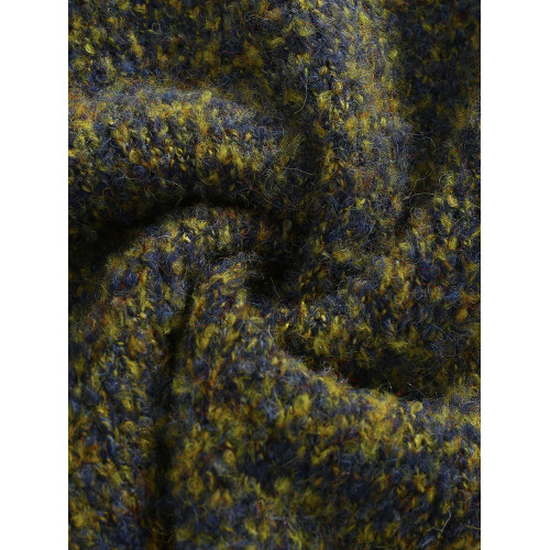 BOYUE帛躍冬季復古百搭慵懶苔蘚綠毛衣落肩V領個性休閒男女針織衫