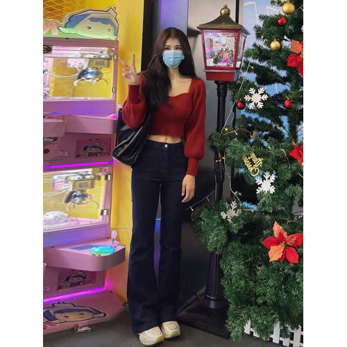 秋冬衣服紅色短款毛衣女早春2026新款打底內搭針織衫新年過年上衣