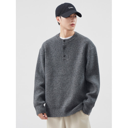 600G重磅亨利領毛衣男冬季慵懶風cleanfit外套加厚羊毛半開針織衫 600G重磅亨利領毛衣男冬季慵懶風cleanfit外套加厚羊毛半開針織衫